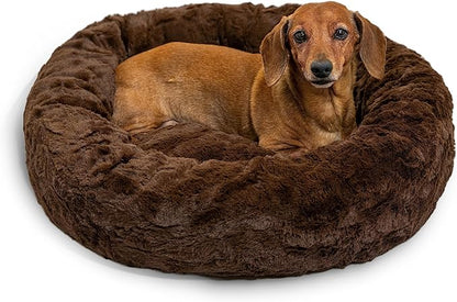 Best Friends by Sheri The Original Calming Donut Cat and Dog Bed in Lux Fur Dark Chocolate 23"