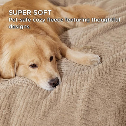 Bedsure Dog Blanket for Large Dogs Washable - Soft Fluffy Puppy Blanket with Premium 300GSM Coral Fleece, Cozy Calming Cat Blankets for Indoor Cats, Fuzzy Pet Blanket for Couch, Brown, 60x80IN