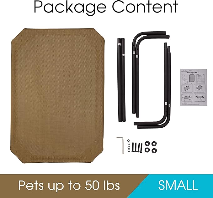 PHYEX Heavy Duty Steel-Framed Portable Elevated Pet Bed 33" L 19" W 7.5" H(S,