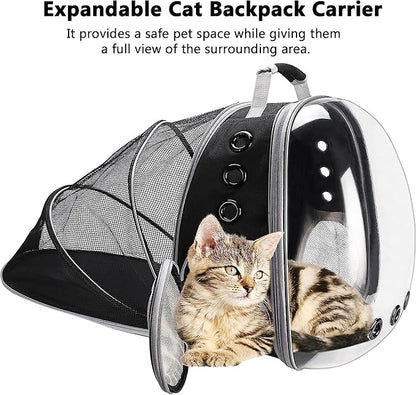 Cat Backpack Carrier,Expandable Bubble Backpack for Carrying Cats and Puppies,Airline-Approved Pet Travel Carrier Designed for Travel, Hiking, Walking Outdoor Use,Black