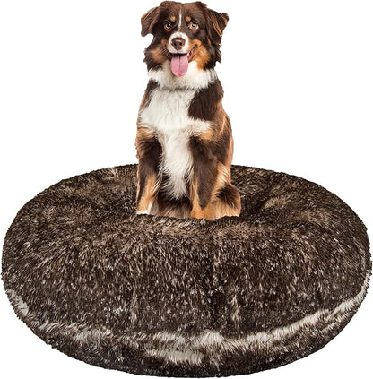 Bessie + Barnie Extra Plush Faux Fur Dog Bed 36"L x 36"W x 10"Th, Circle