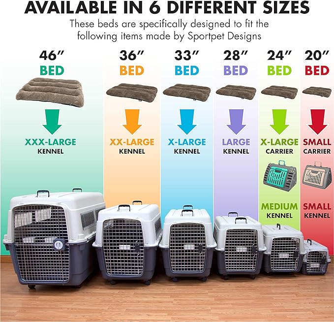 SportPet Designs Waterproof Pet Bed with Non Skid Bottom Fits Plastic Dog Kennel 33 inch (CM-0353-CS01), Light