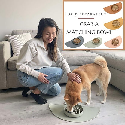 Waterproof Silicone Pet Food Mat - Non-Slip, Spill-Proof Feeding Mats for Floors, Raised Edge Design, Easy-to-Clean, Durable Flexible Rubber Mat for Dog & Cat Bowls, Medium-Terracotta