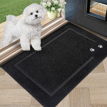 BEQHAUSE Dog Door Mat for Muddy Paws Dirt Trapper Absorbent Entryway Rug Non-Slip Washable Dog Mat Low-Profile Indoor Door Mats Soft Welcome Mat for Muddy Wet Shoes and Paws 20"x32"