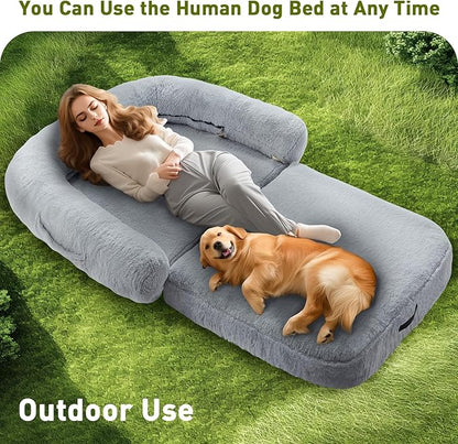 72"x43" Foldable Human Dog Bed for Adult,2 in 1 Calming Human Size Giant Dog Bed Orthopedic Dog Bed,Waterproof Dog Beds Large Sized Dog for Fits Pet Families