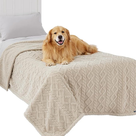 Bedsure Waterproof Dog Blankets for Large Dogs 60x80, Cream