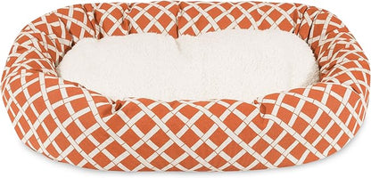 40 inch Burnt Orange Bamboo Sherpa Bagel Dog Bed