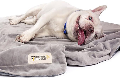 Friends Forever Durable Dog Blanket for Couch Protection | Two Tone Reversible Pet Hair Resistant Blanket for Dogs Cats Bed Kennel Crate Car Seat - Soft Velvet, Warm Fleece (Medium 45x35)