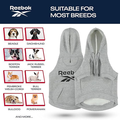 Reebok Dog Hoodie – Fleece Dog Sweater with Leash Hole