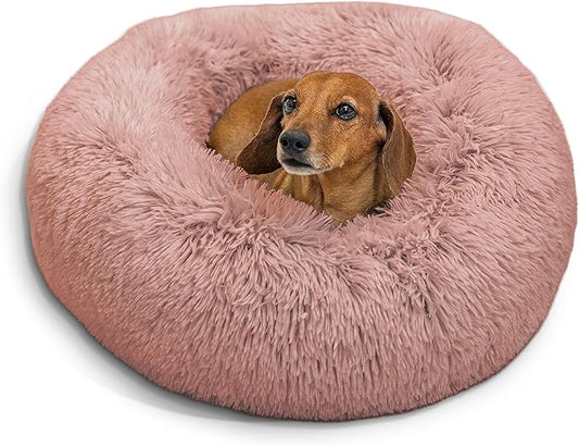 Best Friends by Sheri The Original Calming Donut Cat and Dog Bed in Shag Fur Dusty Rose 23"