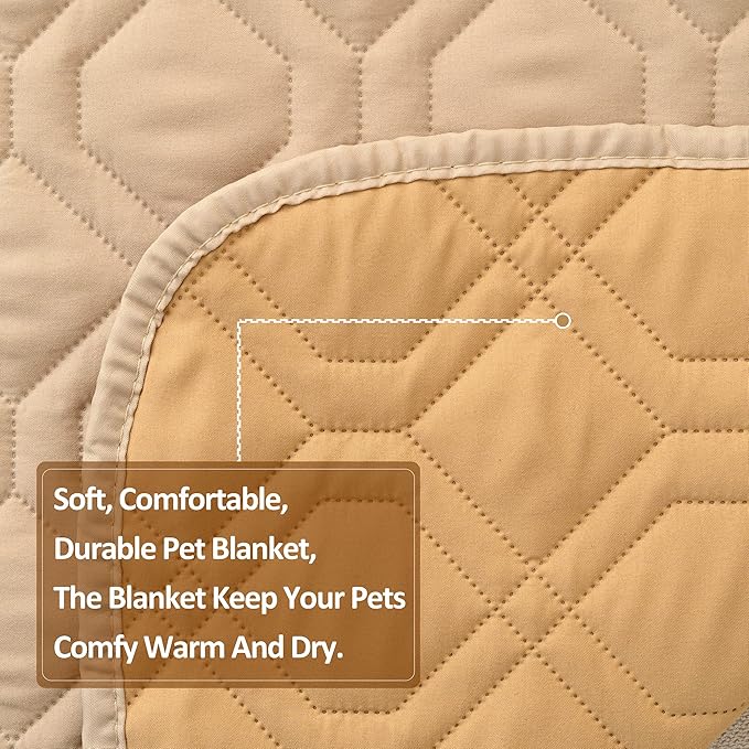 Waterproof Dog Bed Covers for Couch Protection Dog Pet Blanket Furniture Protector (52“X82”, Beige+Sand)