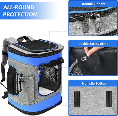 Kritter Planet Pet Carrier Backpack for Dogs and Cats, Breathable Pet Backpack with 2 Mesh Window,Portable Pet Carrier for Camping