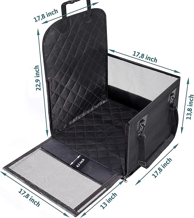 Dog Car Seat for Front Seat – 17.7165" 17.7165" x 22.8346" and 12.9921" on