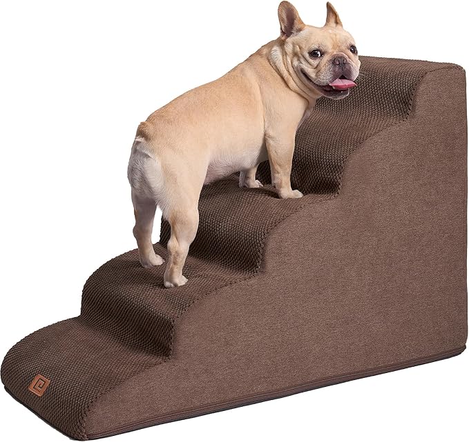 EHEYCIGA Curved Dog Stairs for High Beds 22.6" H 5-Step Dog