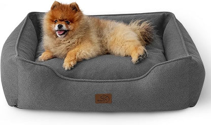 Bedsure Washable Dog Bed for Small Dogs 25x21x8inches, Grey
