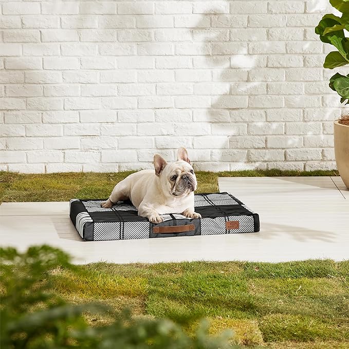 Bedsure Medium Patterned Dog Bed for Medium Dogs Cover(30"x20", Black)