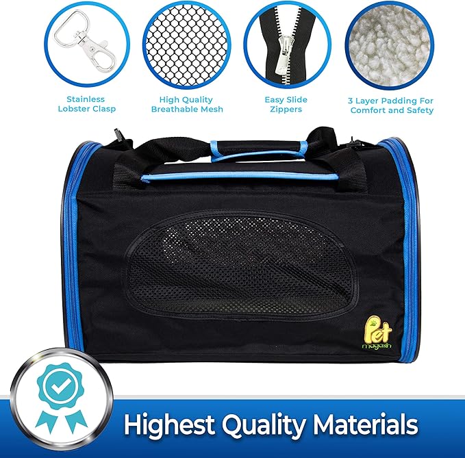 Pet Magasin Foldable Pet Carrier Waterproof, Collapsible Soft Pet Transport Bag for Cats, Small Dogs & Pets for Car & Plane