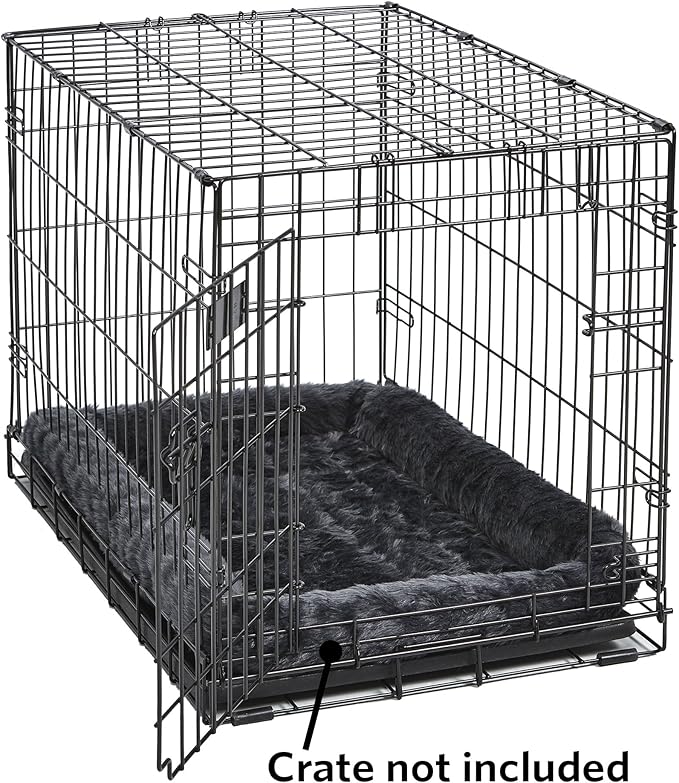 MidWest Homes for Pets Bolster Dpg Bed 22L-Inch Gray Dog Bed or Cat Bed w/ Comfortable Bolster 22-Inch Crate