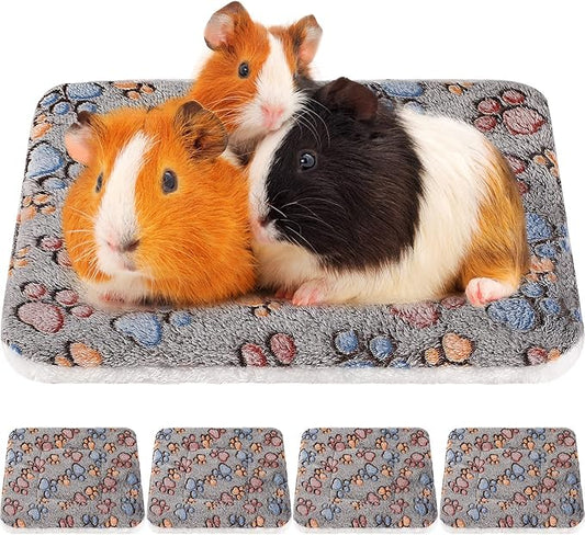 4 Pack Ultra Soft Dog Cat Bed Mat with Cute Prints Reversible Fleece Dog Crate Kennel Pad Cozy Washable Thickened Hamster Guinea Pig Bed Pet Bed Mat for Small Animals (Gray,13 x 10 Inches)