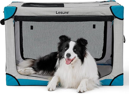 Lesure Cute Soft Collapsible Dog Crate 36 Inch 4-Door Foldable