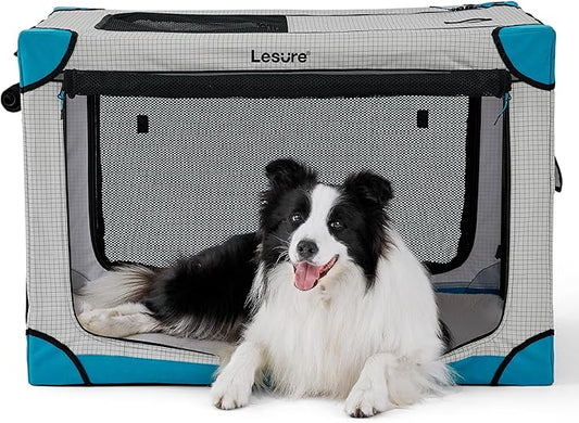 Lesure Cute Soft Collapsible Dog Crate 36 Inch 4-Door Foldable