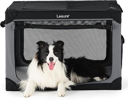 Lesure Soft Collapsible Dog Crate 36 Inch 4-Door Foldable