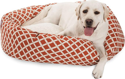 40 inch Burnt Orange Bamboo Sherpa Bagel Dog Bed