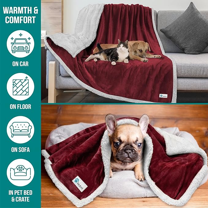 PetAmi Dog Blanket for Medium Large Dogs 40x60 Maroon