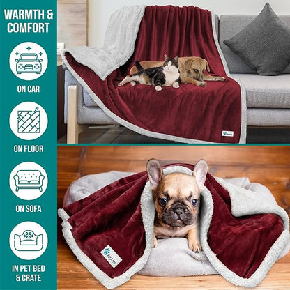 PetAmi Waterproof Dog Blanket For Small Medium Dog 29x40 Wine