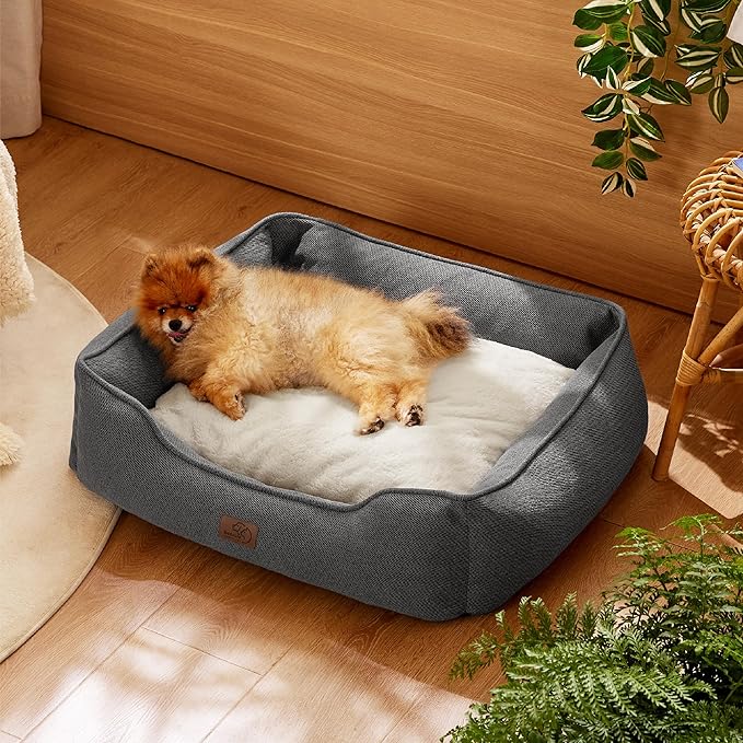 Bedsure Washable Dog Bed for Small Dogs 25x21x8inches, Grey