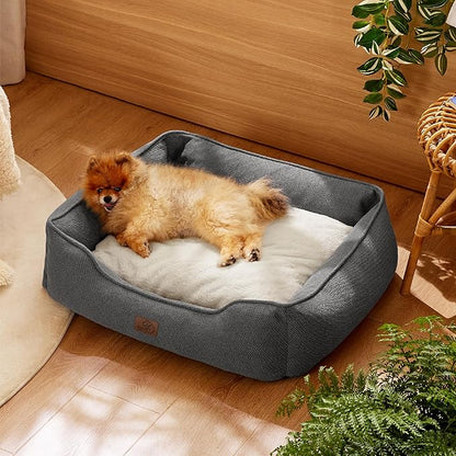 Bedsure Washable Dog Bed for Small Dogs 25x21x8inches, Grey
