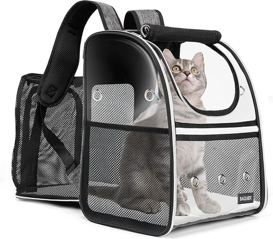 BAGLHER Expandable Pet Carrier Backpack，Pet Bubble Backpack for Small Cats Puppies Dogs Bunny, Airline-Approved Ventilate Transparent Capsule Backpack for Travel, Hiking and Outdoor Use. Grey