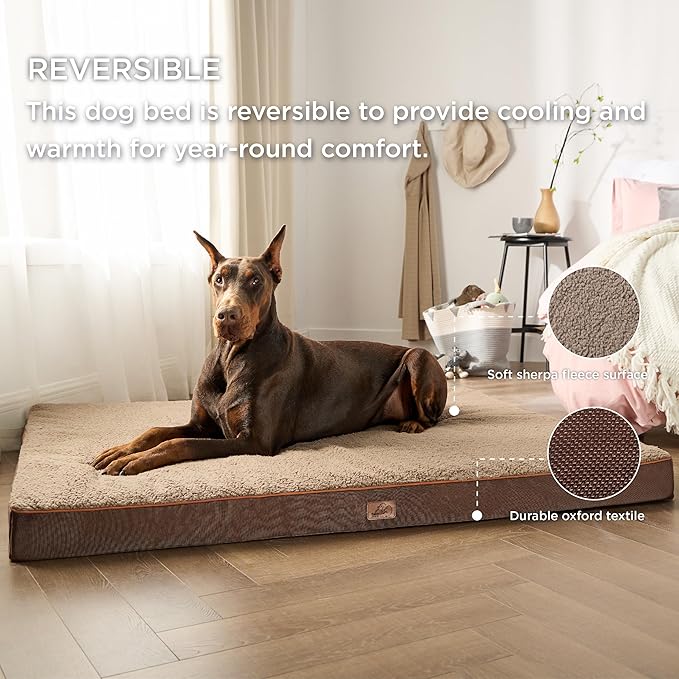 Bedsure Jumbo Dog Bed for Large Dogs 150lbs, Brown