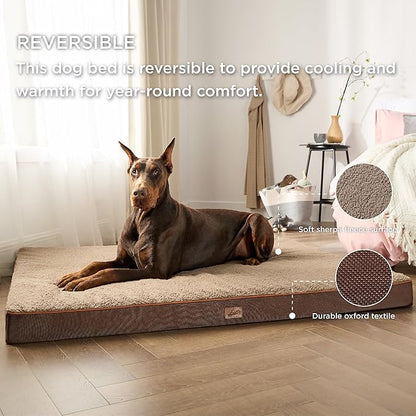 Bedsure Jumbo Dog Bed for Large Dogs 150lbs, Brown