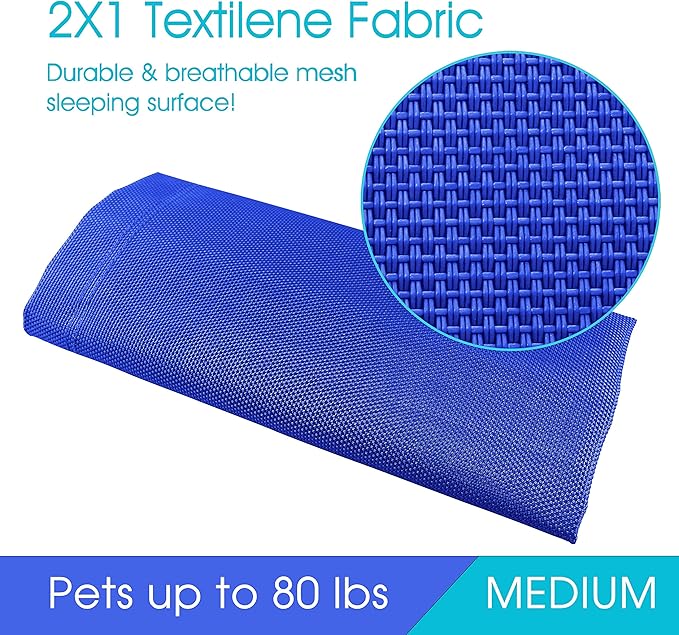 PHYEX Heavy Duty Steel-Framed Portable Elevated Pet Bed 43.5" L 25.5" W 7.8" H(M,