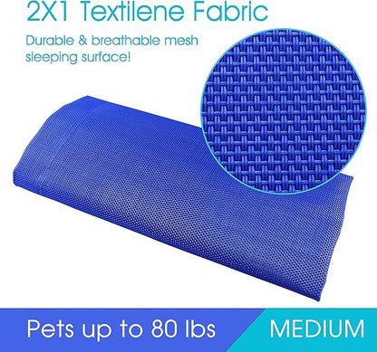 PHYEX Heavy Duty Steel-Framed Portable Elevated Pet Bed 43.5" L 25.5" W 7.8" H(M,