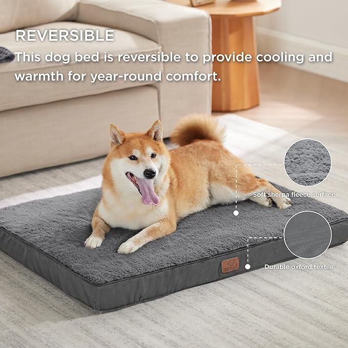 Bedsure Large Dog Bed for Large Dogs 65lbs, Dark