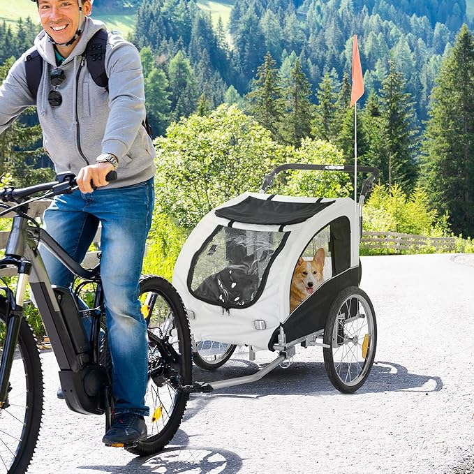 Aosom Dog Bike Trailer 2-in-1 Pet Stroller