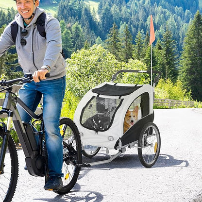 Aosom Dog Bike Trailer 2-in-1 Pet Stroller
