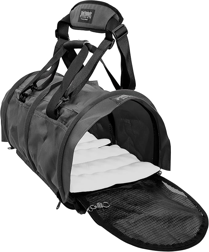 Divided SturdiBag X-Large Pet Carrier: Compartment for 2 Pets, Flexible Height for Cat and Dog Soft Sided with Safety Clips and Seatbelt Straps | Smoke, 20" x 16" x 12" (PN: SB3D-PRO-SM)