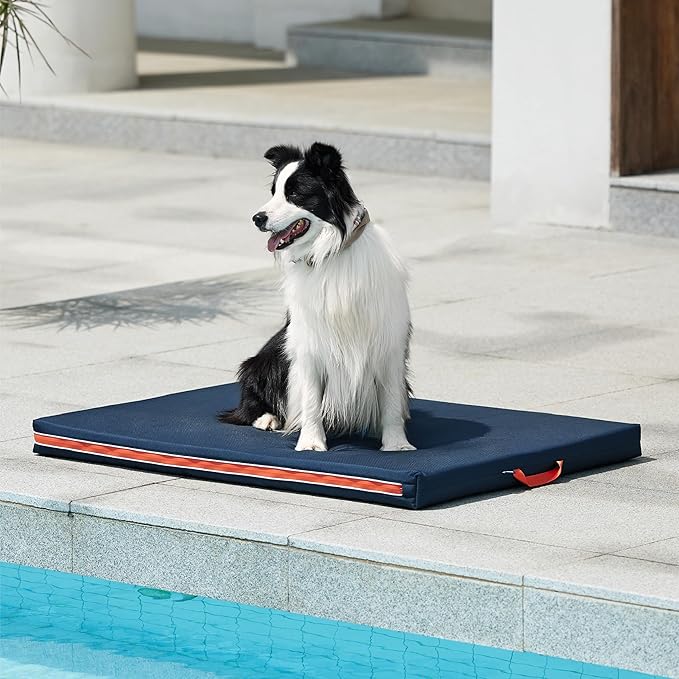 Bedsure Chewproof Durable Outdoor Waterproof Dog Bed with Heavy Duty Cover (36"x27", Navy