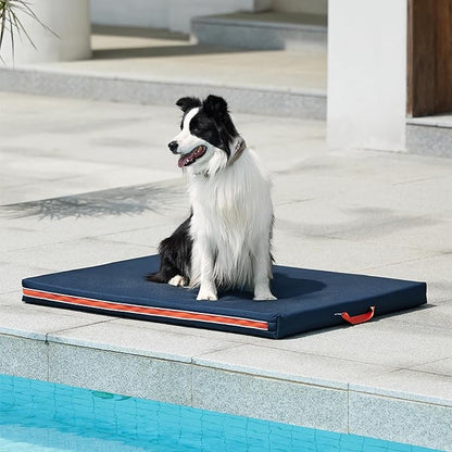 Bedsure Chewproof Durable Outdoor Waterproof Dog Bed with Heavy Duty Cover (36"x27", Navy