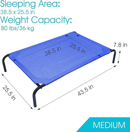 PHYEX Heavy Duty Steel-Framed Portable Elevated Pet Bed 43.5" L 25.5" W 7.8" H(M,