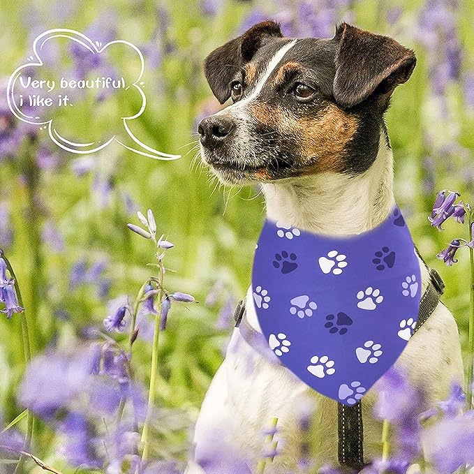 10PCS Small Dog Bandanas with Paw Print