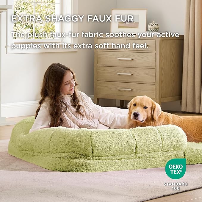 Bedsure Foldable Human Dog Bed for People Adults 2 in 1 Calming