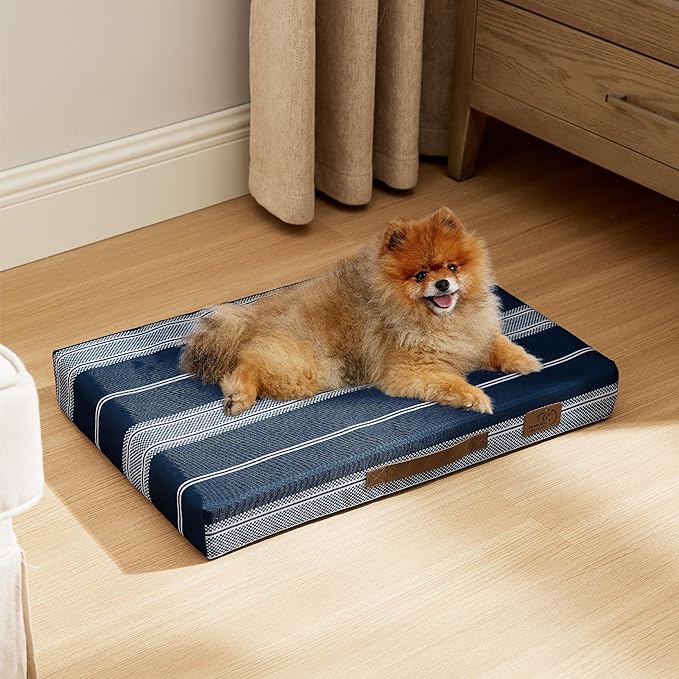Bedsure Small Patterned Dog Bed for Small Dogs Cover(24"x16", Navy