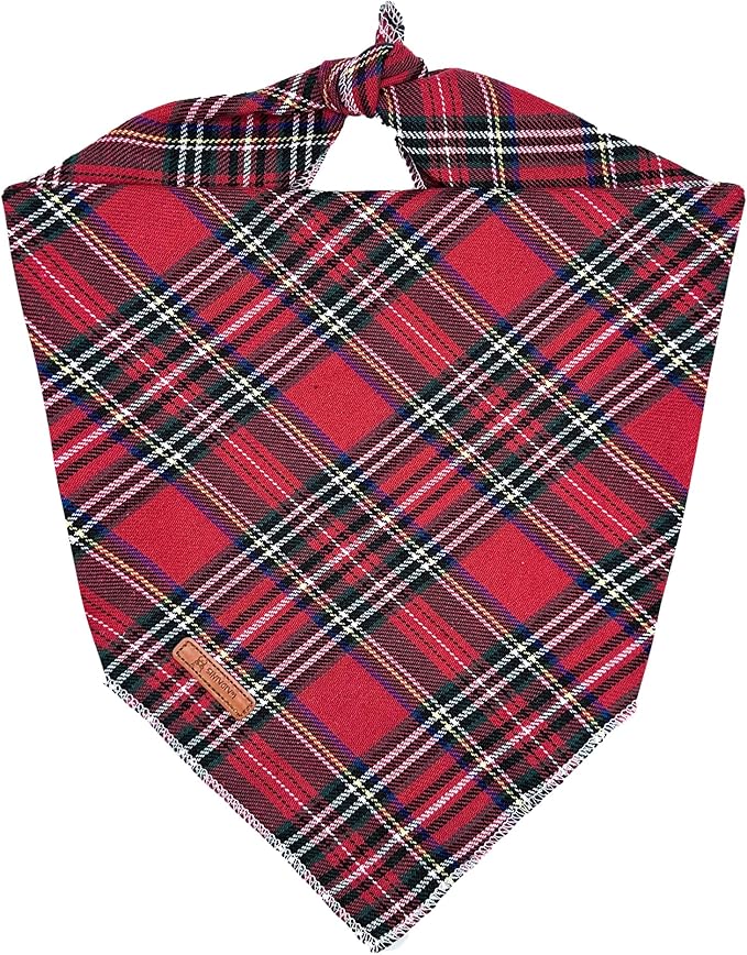 Christmas Day Dog Bandana Red Green Plaid Cotton