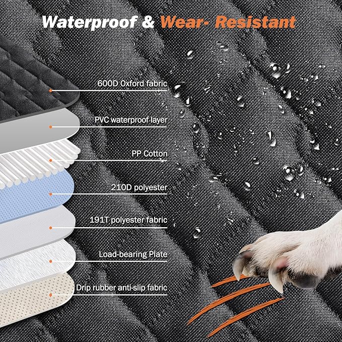 Dog Car Seat Cover for Back Seat 330lbs Waterproof