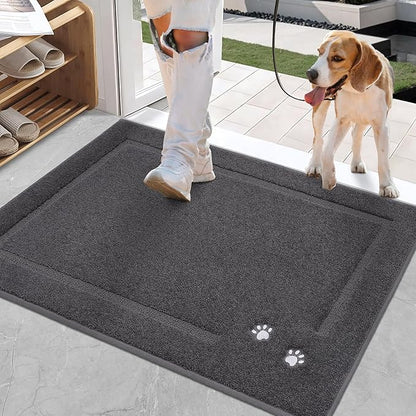BEQHAUSE Dog Door Mat for Muddy Paws Dirt Trapper Absorbent Mud Mat for Dogs Non-Slip Washable Entryway Rug Low-Profile Soft Indoor Door Mats for Muddy Wet Shoes and Paws 24"x36"