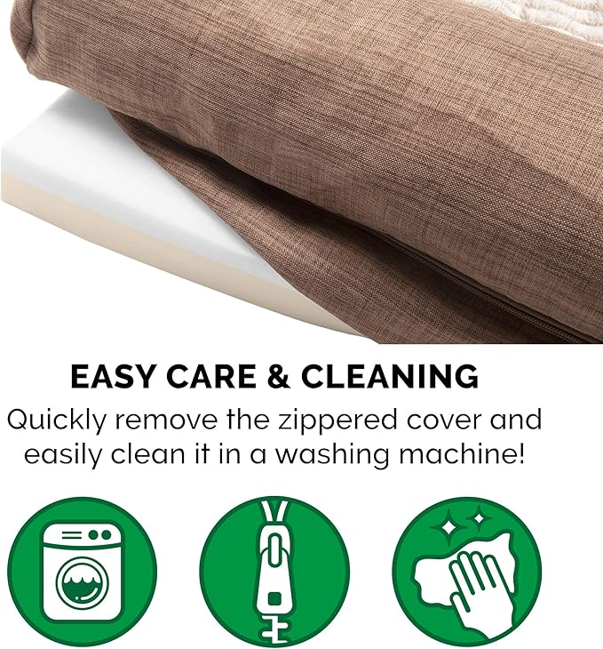 Furhaven Memory Foam Dog Bed for Large/Medium Dogs w/ Removable Bolsters & Washable Cover 55 lbs